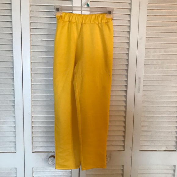 Women's Solid Color Two-piece Casual Blazer Jacket and Pants  Yellow XXS - Picture 9 of 16